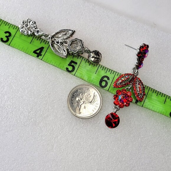 Red Rhinestone Chandelier Earrings - Picture 5 of 10